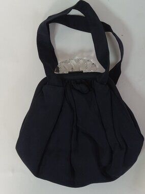 Vintage J R Julius Resnick Navy Fabric Lucite Eveningwear Handbag w/ Coin Purse